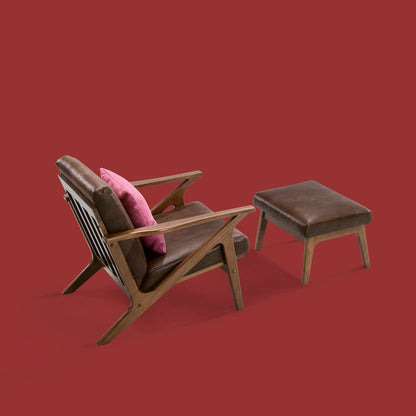 Zola Solid Wood and Fabric Upholstered Accent Armchair in Brown