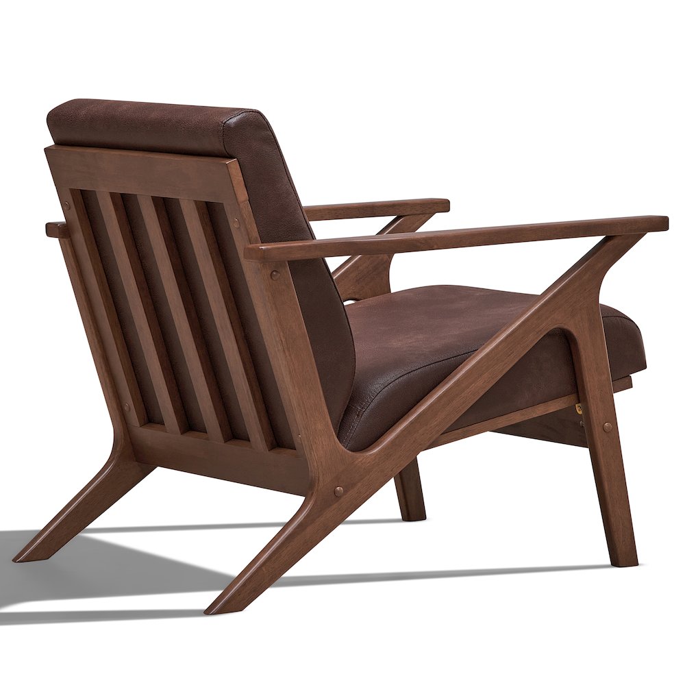 Zola Solid Wood and Fabric Upholstered Accent Armchair in Brown