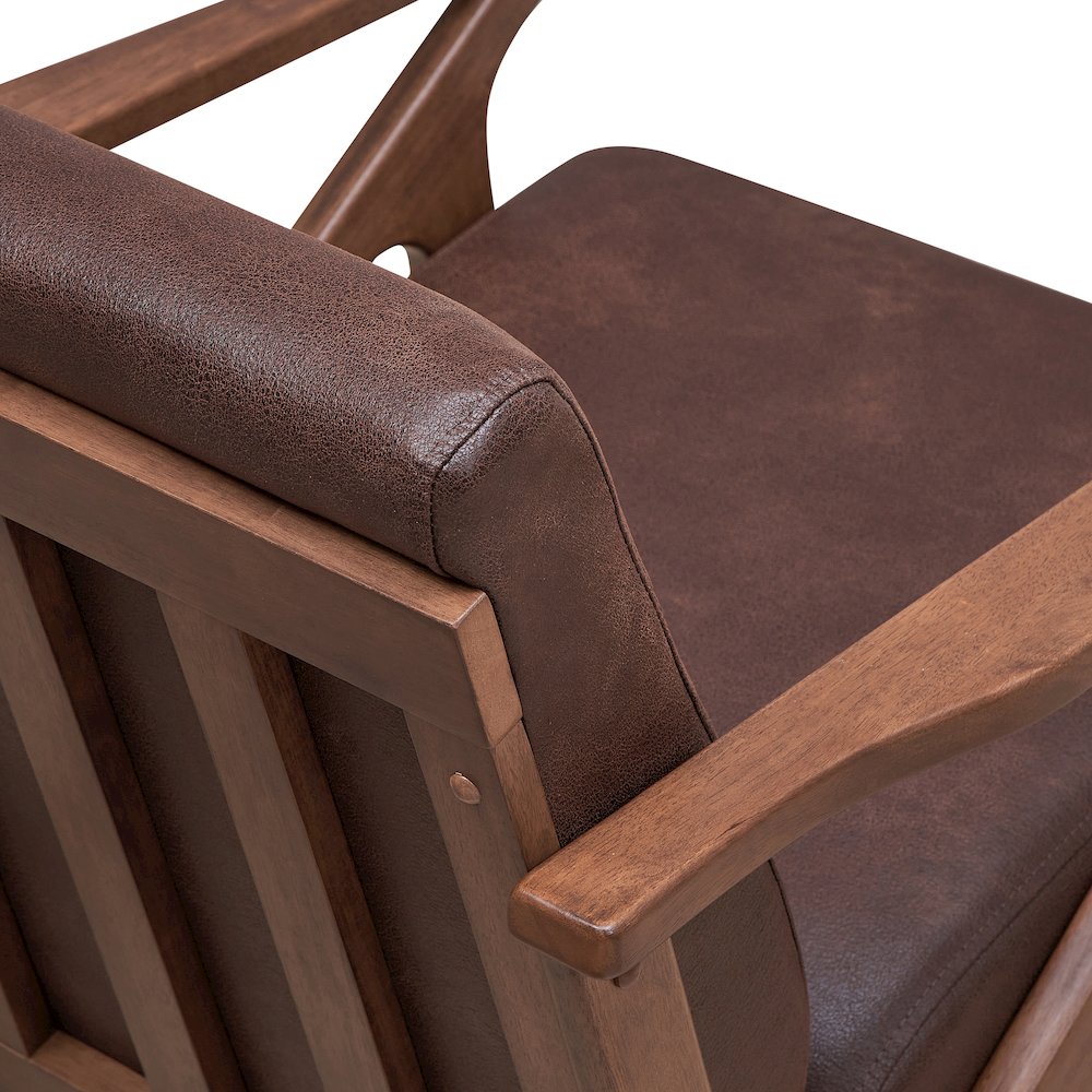 Zola Solid Wood and Fabric Upholstered Accent Armchair in Brown