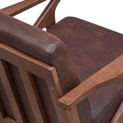 Zola Solid Wood and Fabric Upholstered Accent Armchair in Brown