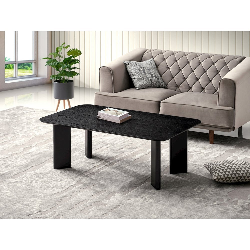 Joss Rectangular Shape Modern Wood Coffee Table in Black Ash