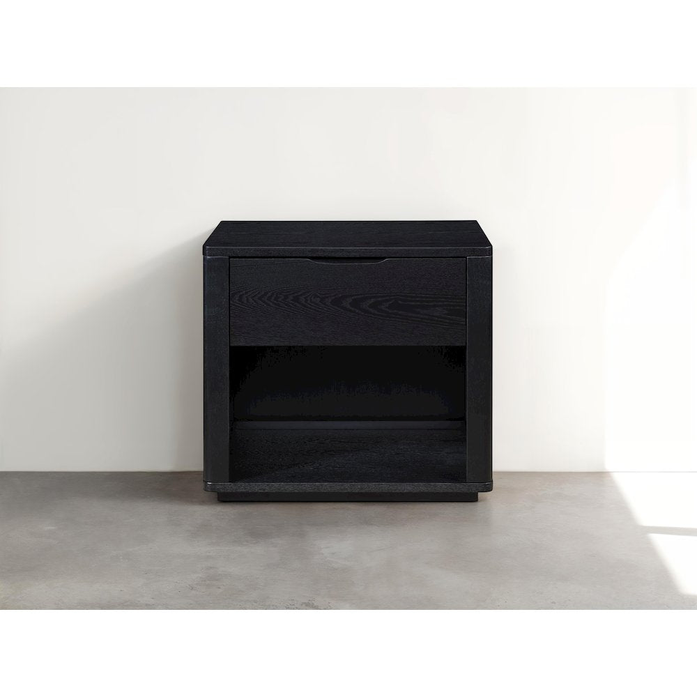 Venice Modern Nightstand with Soft Close Drawer in Black