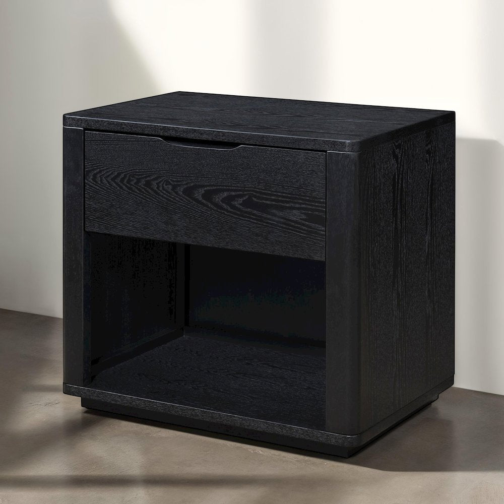 Venice Modern Nightstand with Soft Close Drawer in Black