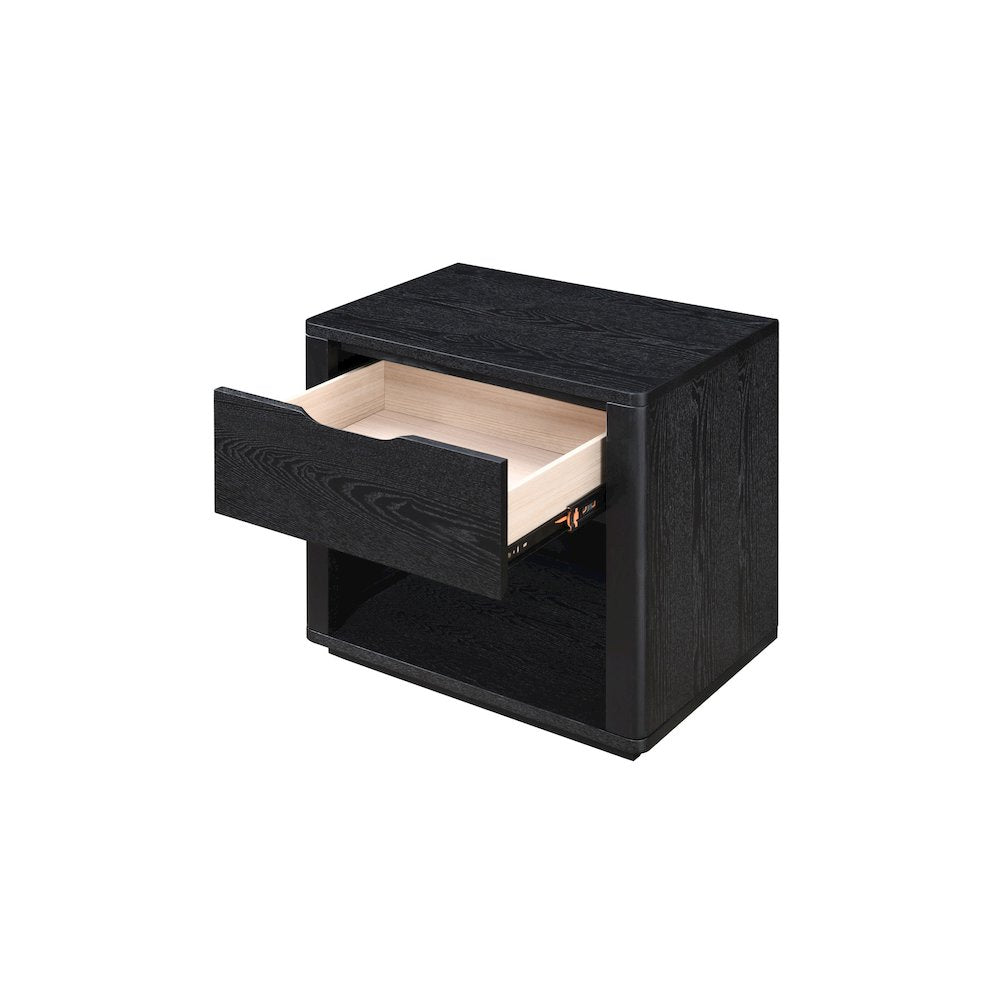 Venice Modern Nightstand with Soft Close Drawer in Black