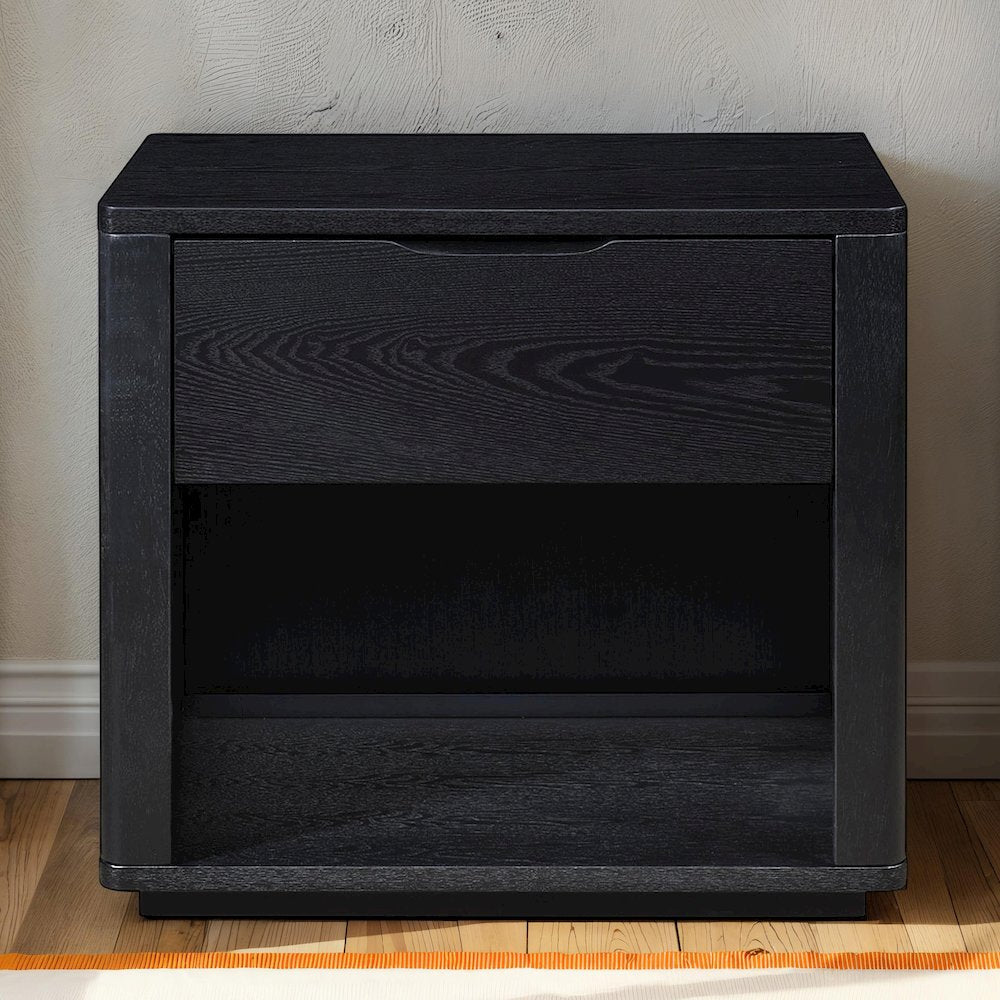 Venice Modern Nightstand with Soft Close Drawer in Black