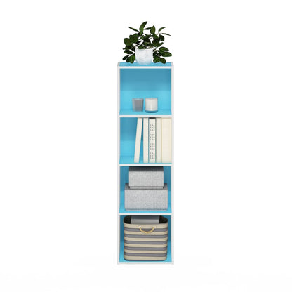 Furinno Pasir 4-Tier Open Shelf Bookcase, Light Blue/White