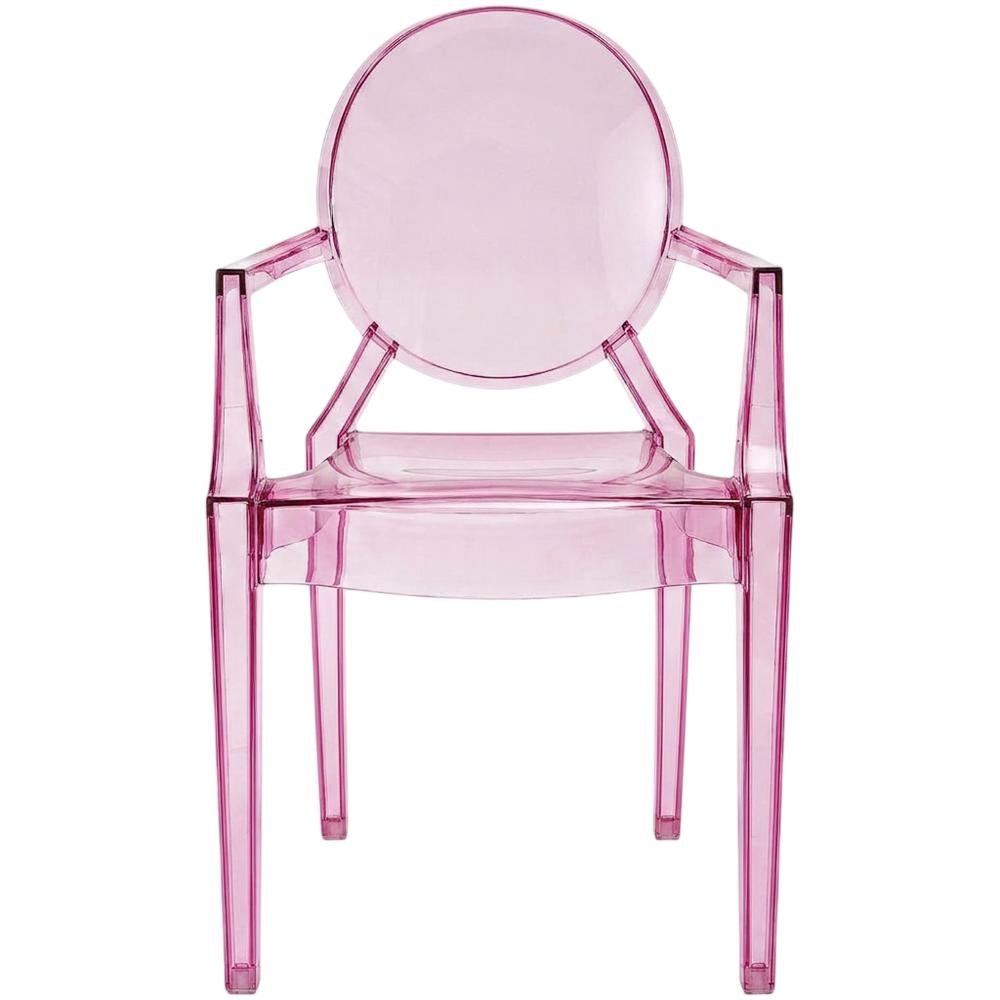 Acrylic Stackable Dining Armchair, Contoured Back, Pink