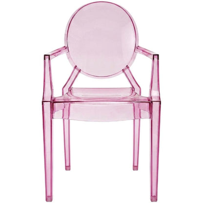 Acrylic Stackable Dining Armchair, Contoured Back, Pink