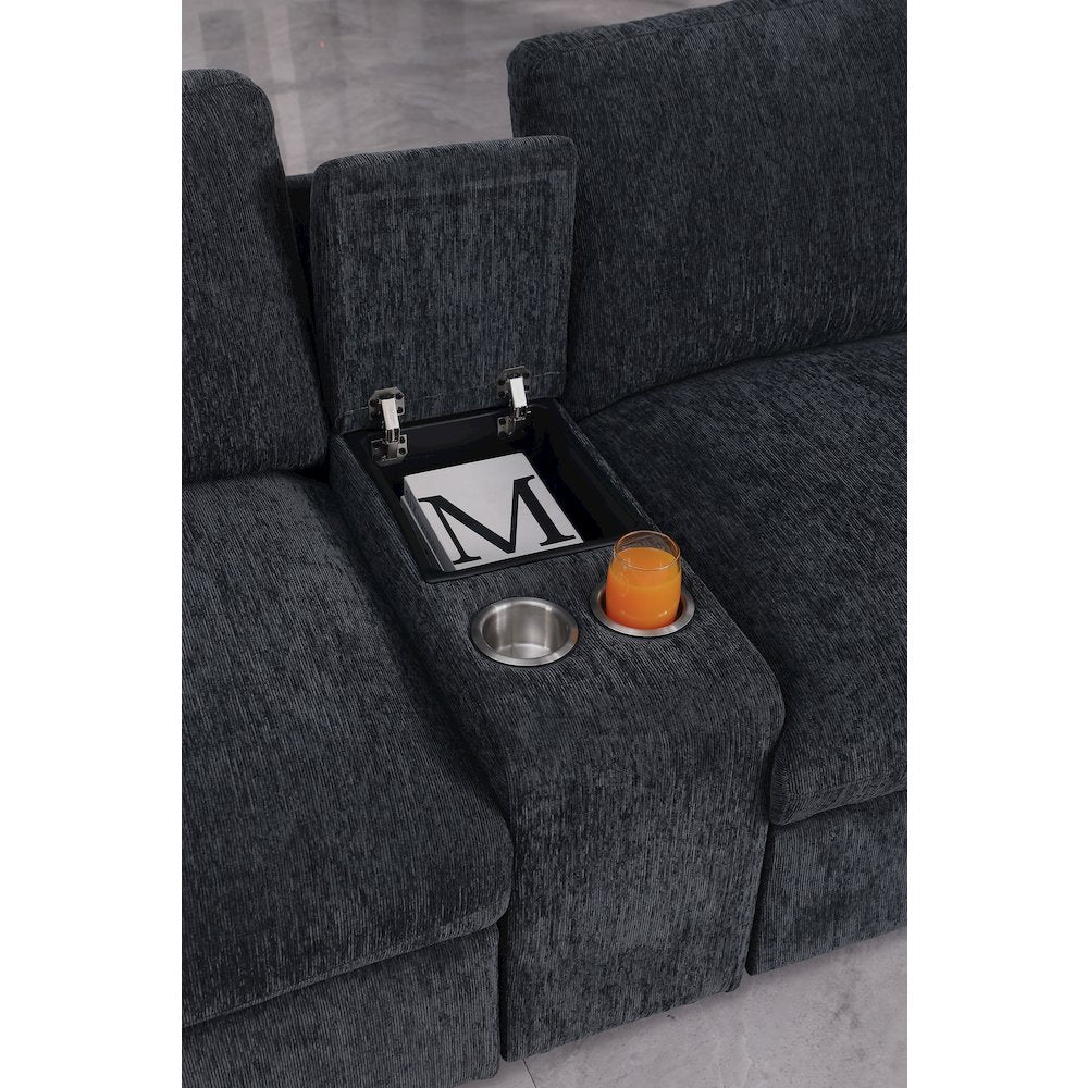 Bonaira Modular Sectional With Cupholder Console - Dark Gray Chenille