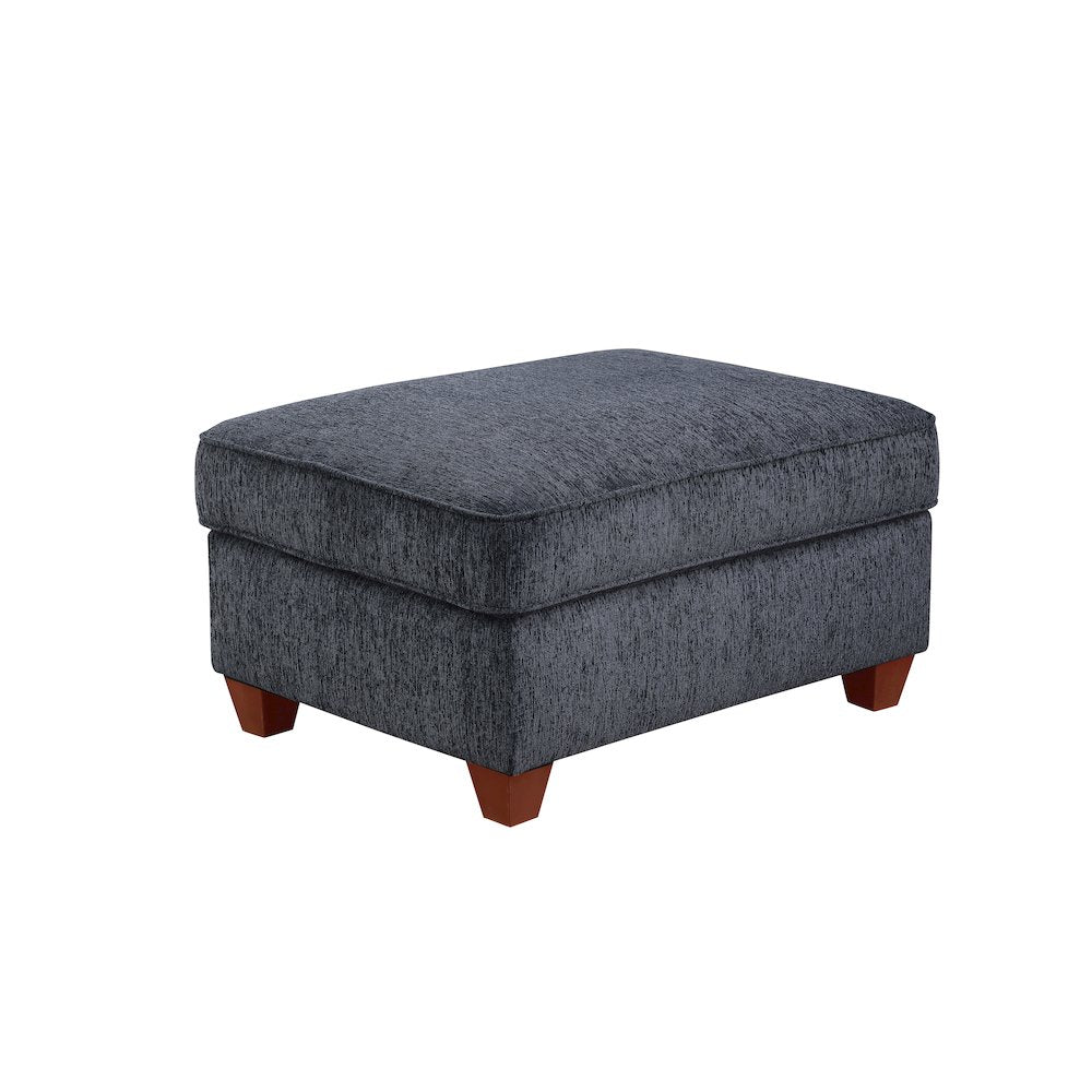 8 - Piece Chenille Fabric Upholstered Sectional With Console & Ottoman-Black
