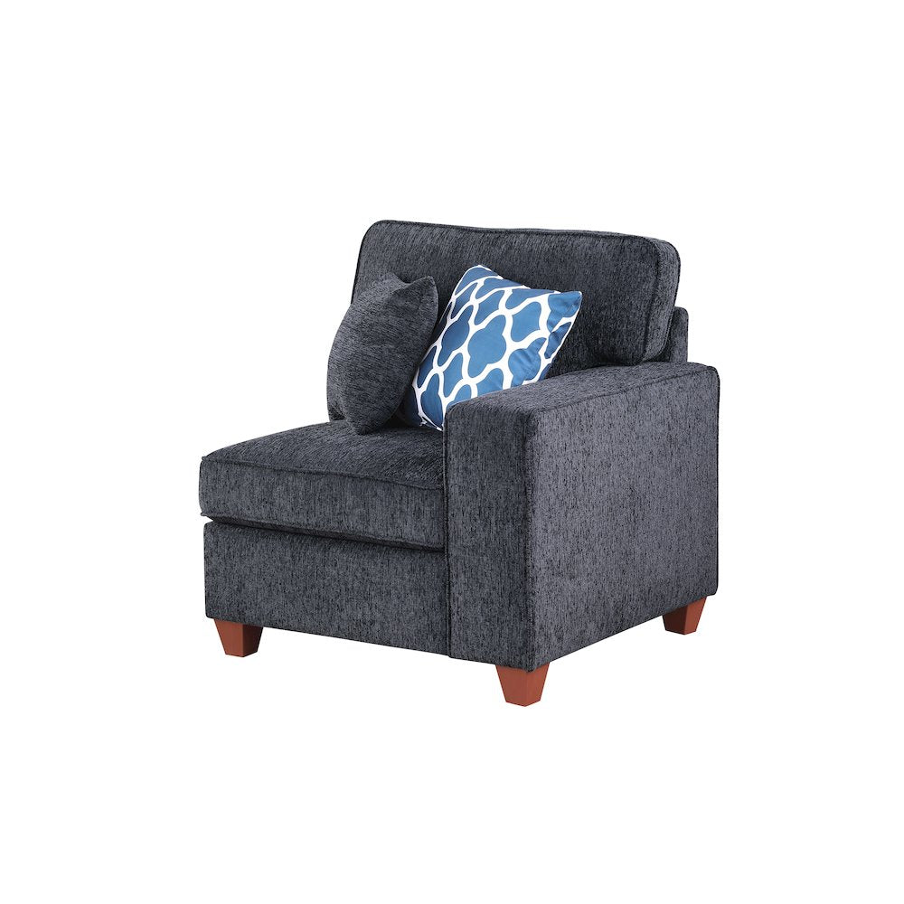 8 - Piece Chenille Fabric Upholstered Sectional With Console & Ottoman-Black