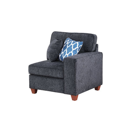 8 - Piece Chenille Fabric Upholstered Sectional With Console & Ottoman-Black
