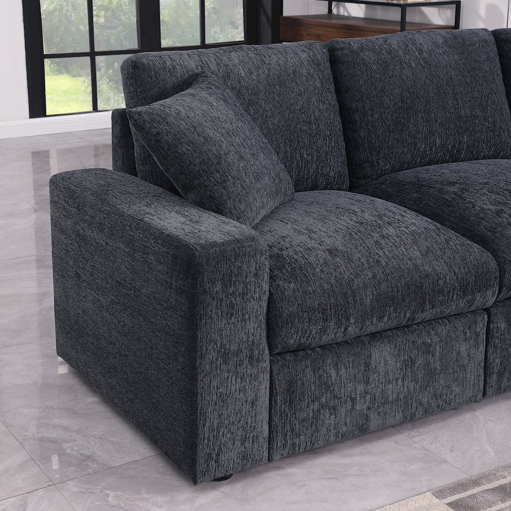 Bonaira Modular Sectional With Cupholder Console - Dark Gray Chenille