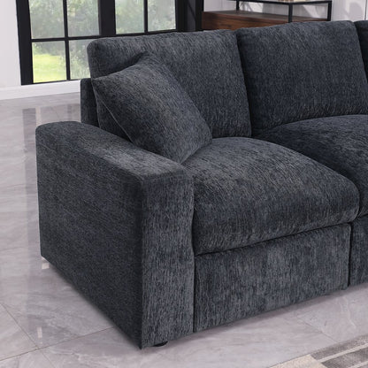 Bonaira Modular Sectional With Cupholder Console - Dark Gray Chenille
