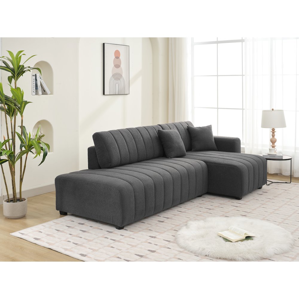 Nargis Lamb Wool Sectional Sofa With Chaise