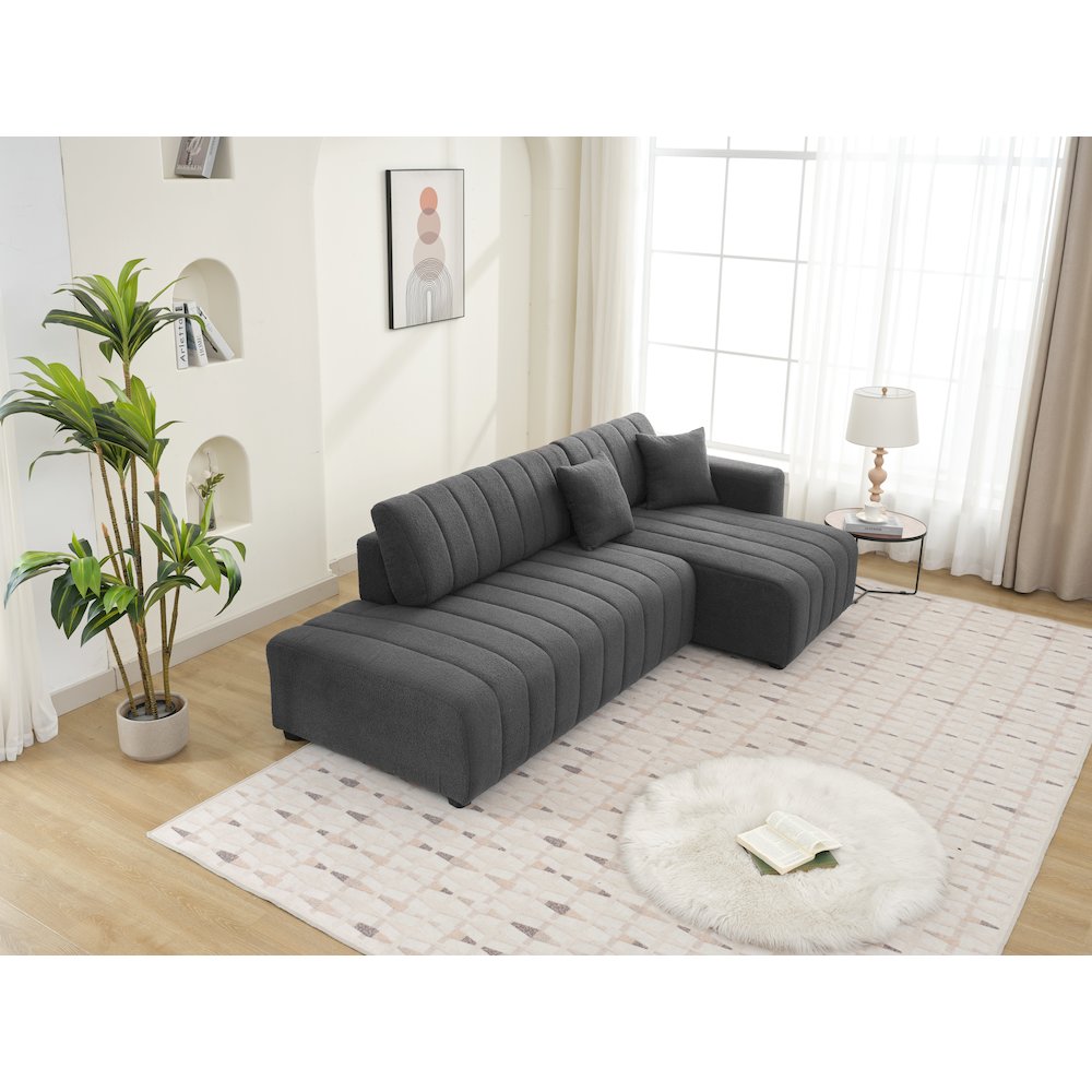 Nargis Lamb Wool Sectional Sofa With Chaise
