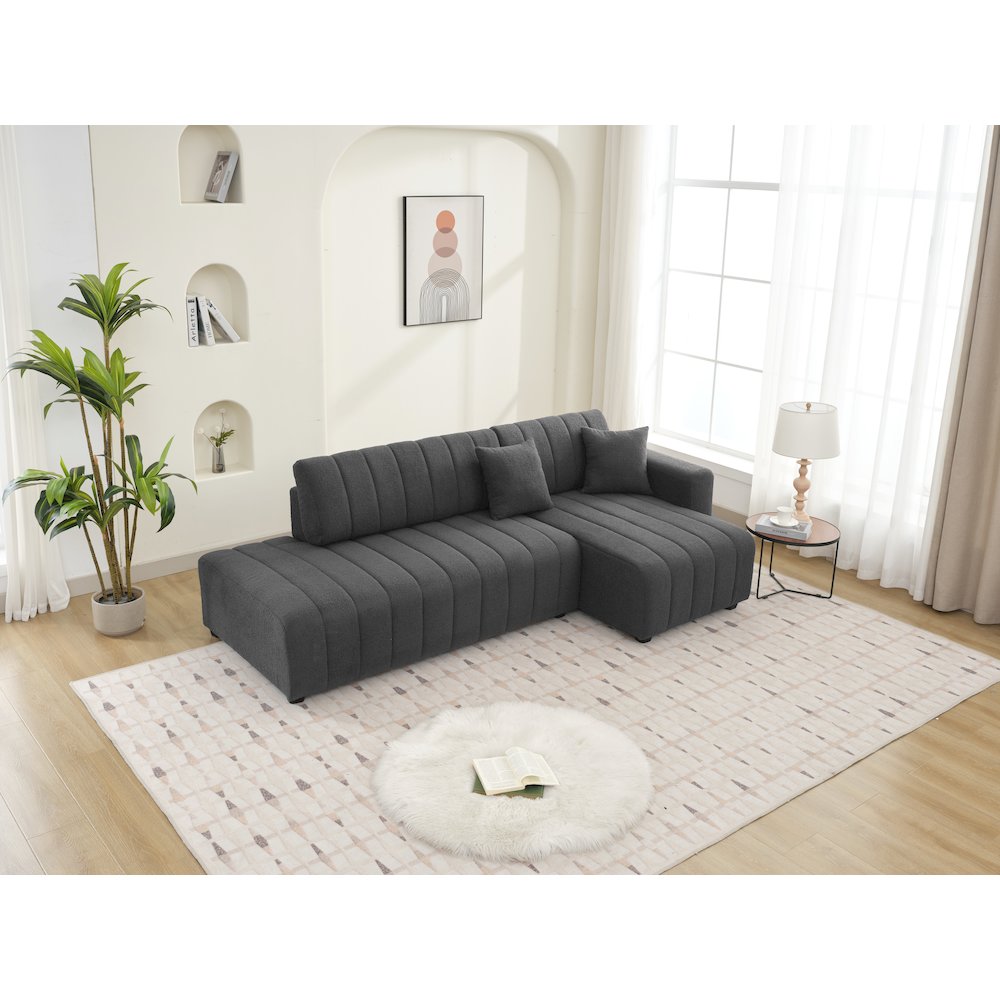 Nargis Lamb Wool Sectional Sofa With Chaise