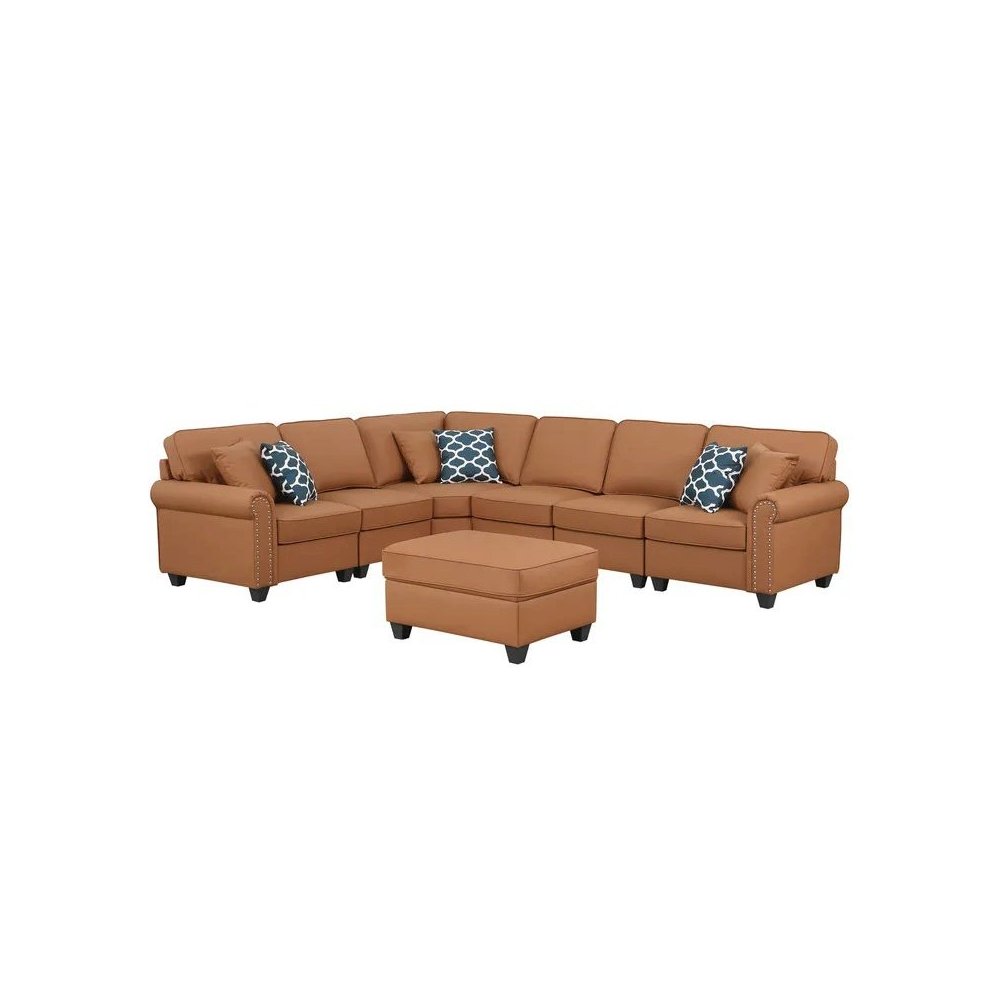 Bozhanka Artificial Leather Modular Sectional With Ottoman
