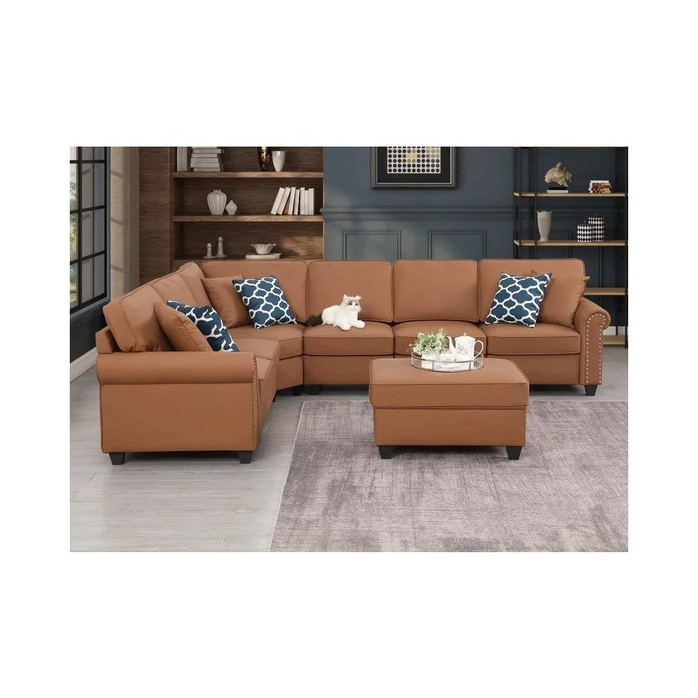 Bozhanka Artificial Leather Modular Sectional With Ottoman
