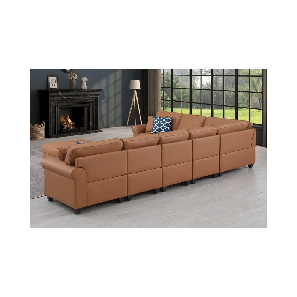 Bouke Artificial Leather Modular Sofa Sectional With Ottoman