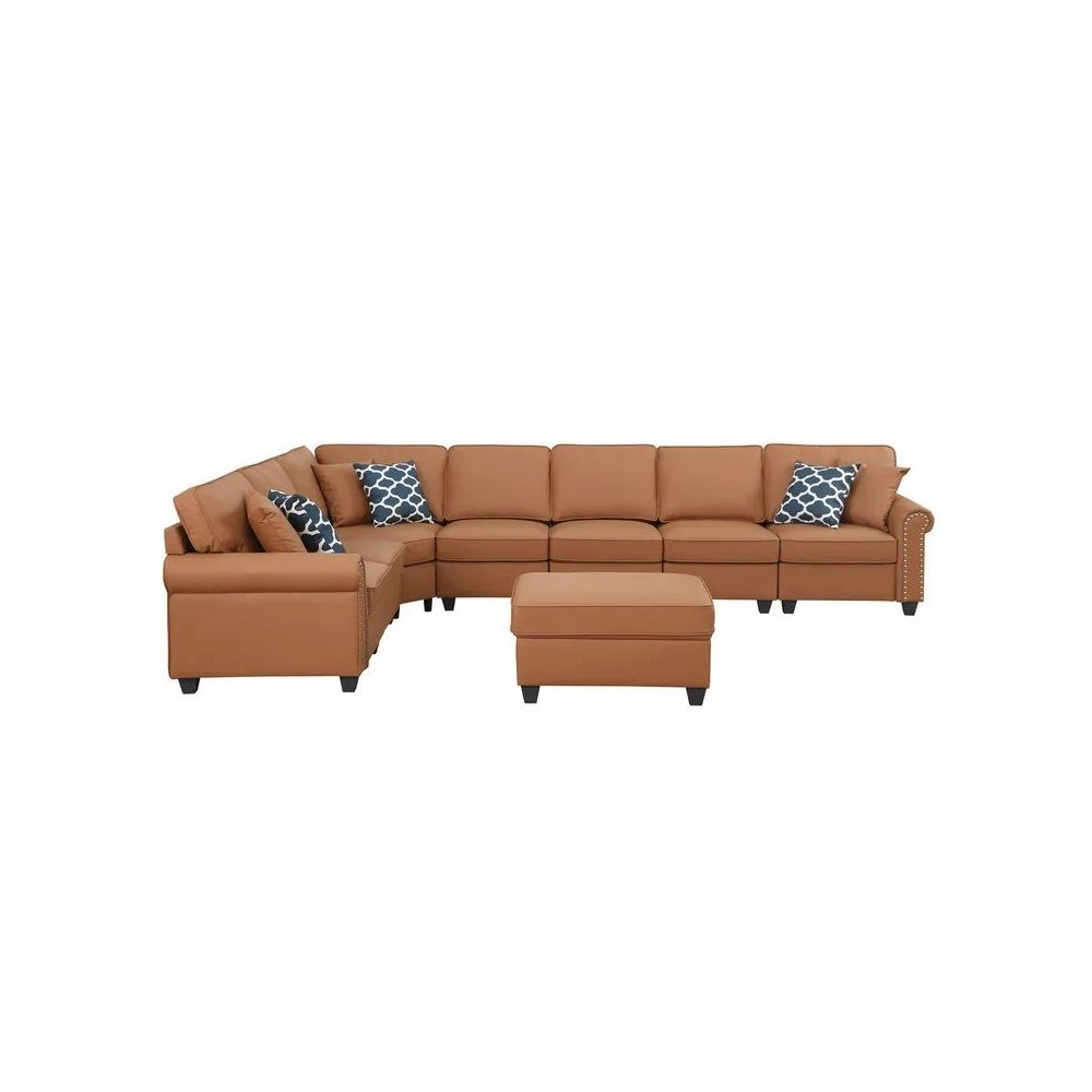 Bouke Artificial Leather Modular Sofa Sectional With Ottoman