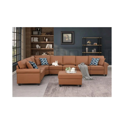 Bouke Artificial Leather Modular Sofa Sectional With Ottoman