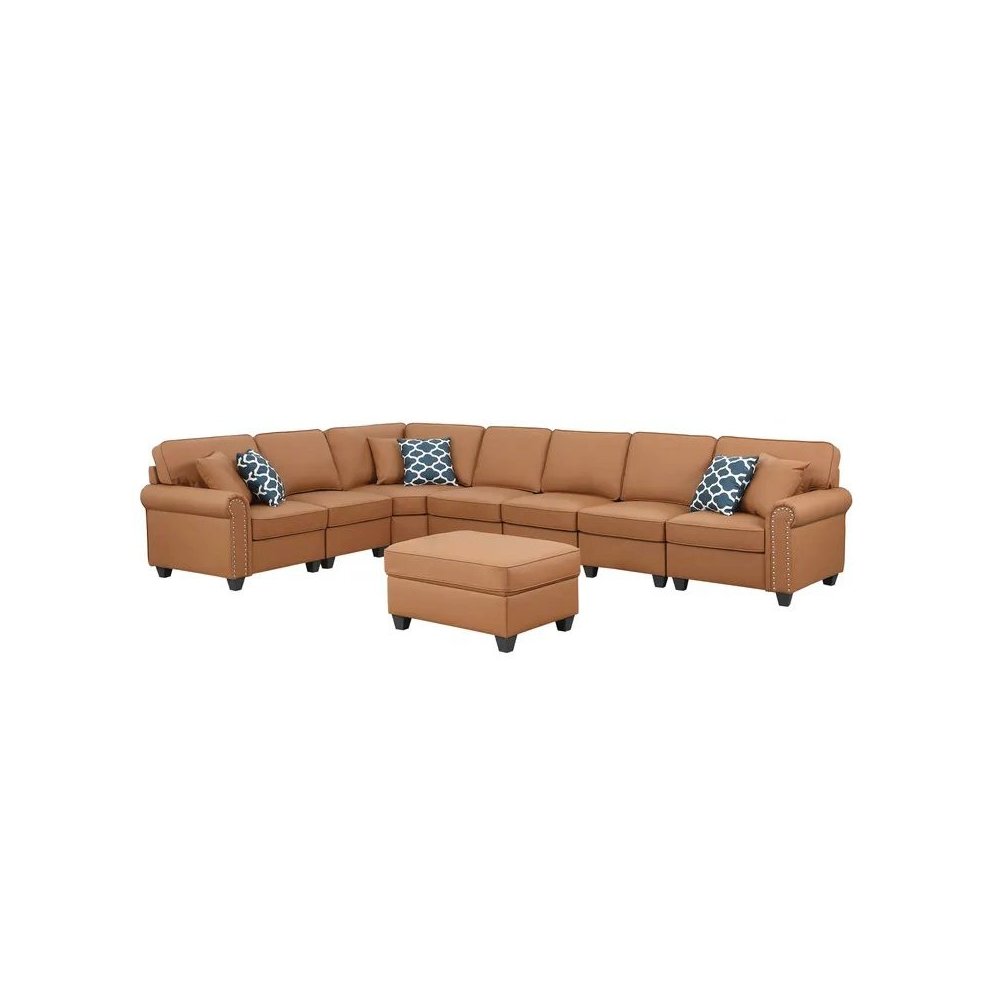 Bouke Artificial Leather Modular Sofa Sectional With Ottoman