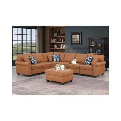 Bozhanka Artificial Leather Modular Sectional With Ottoman