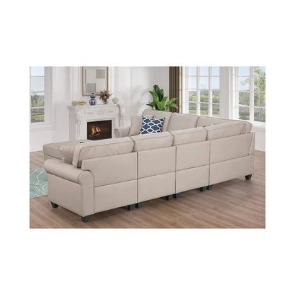 Bozhanka Artificial Leather Modular Sectional With Ottoman