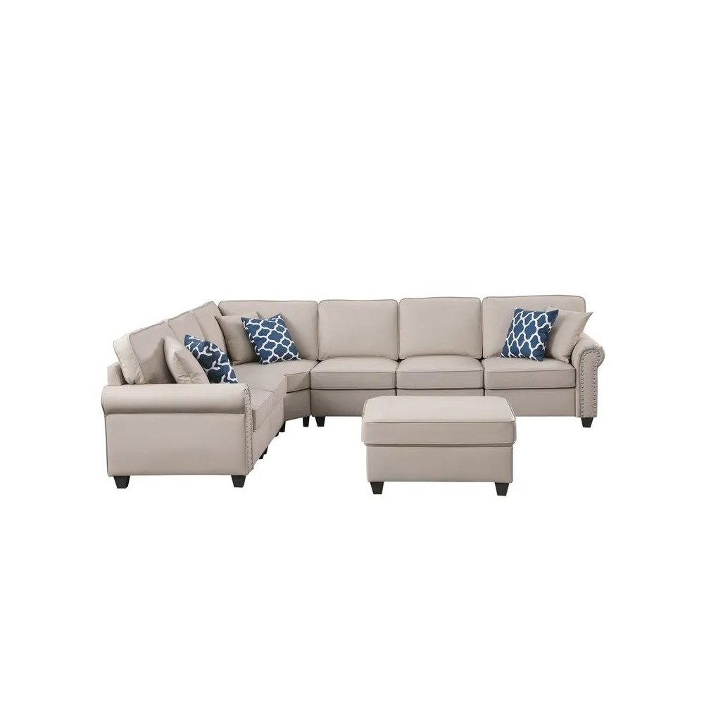 Bozhanka Artificial Leather Modular Sectional With Ottoman
