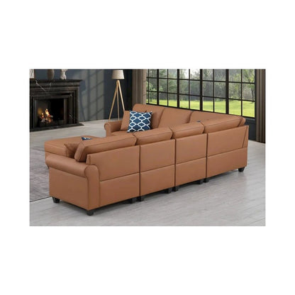 Bozhanka Artificial Leather Modular Sectional With Ottoman