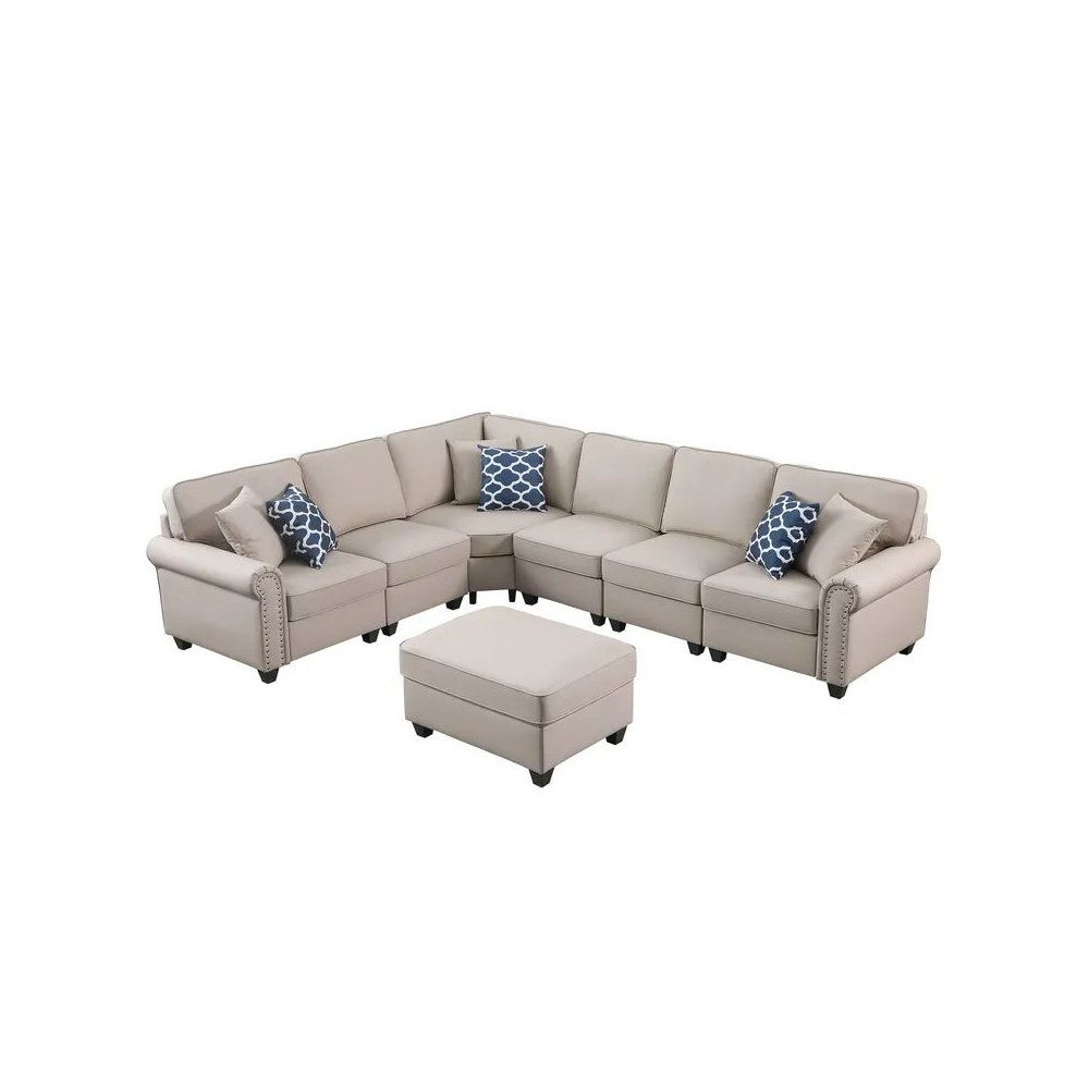 Bozhanka Artificial Leather Modular Sectional With Ottoman