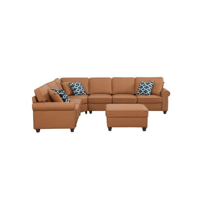 Bozhanka Artificial Leather Modular Sectional With Ottoman