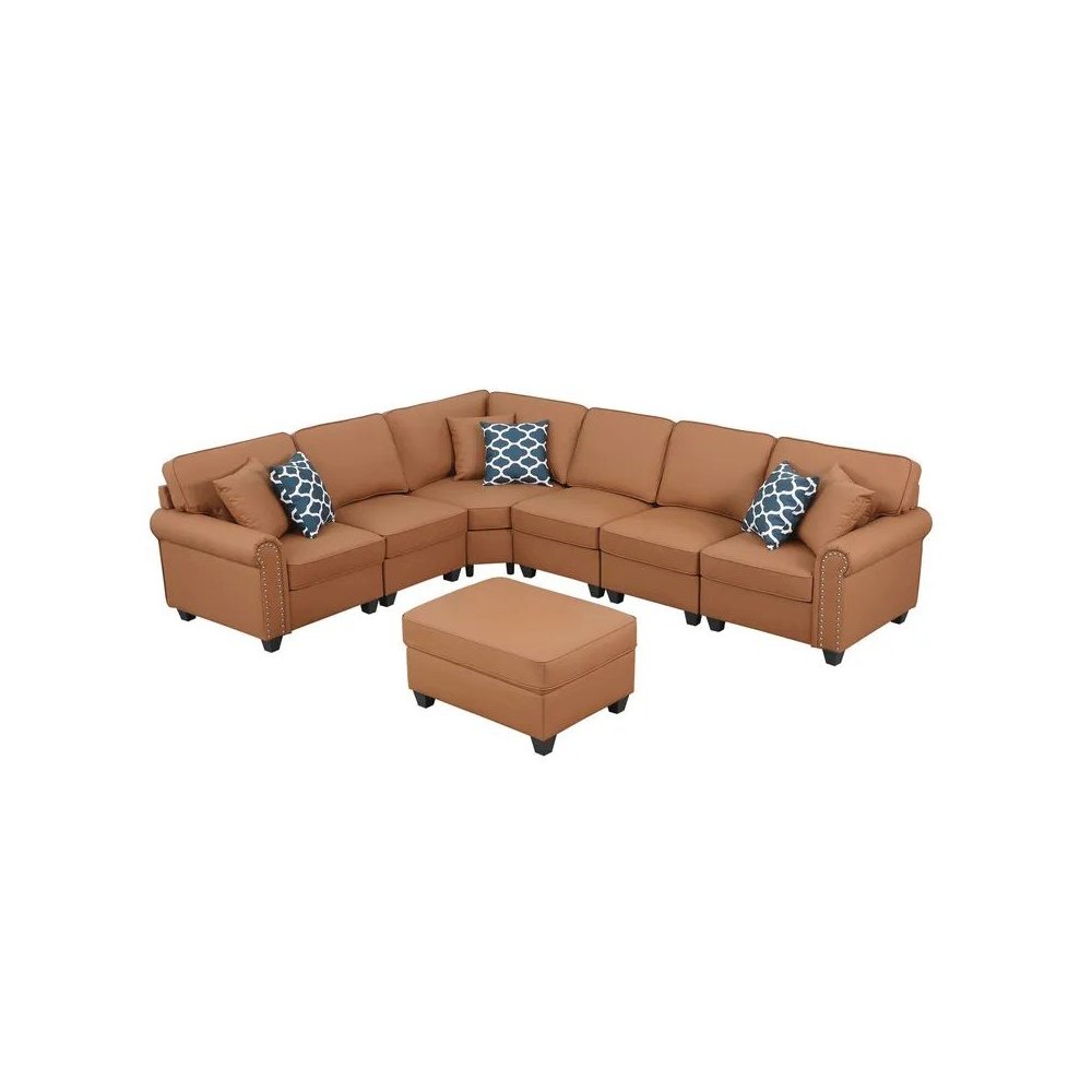 Bozhanka Artificial Leather Modular Sectional With Ottoman