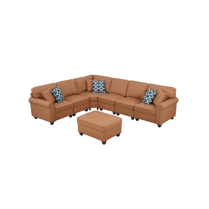 Bozhanka Artificial Leather Modular Sectional With Ottoman