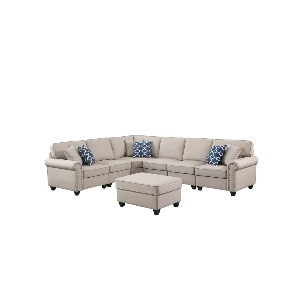 Bozhanka Artificial Leather Modular Sectional With Ottoman
