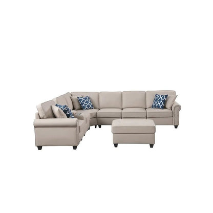 Artificial Leather Modular Sectional Sofa with ottoman and cupholder console