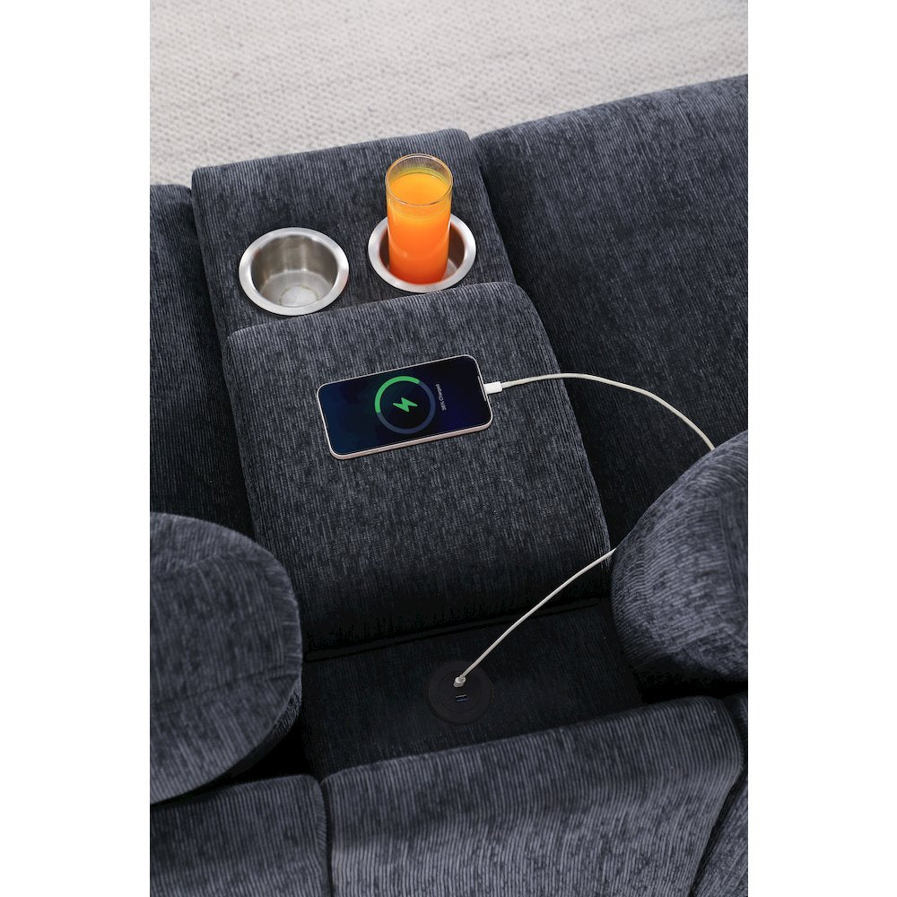 Bonaira Modular Sectional With Cupholder Console - Dark Gray Chenille