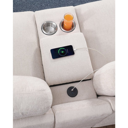 Bonaira Modular Sectional With Cupholder Console - Beige Chenille