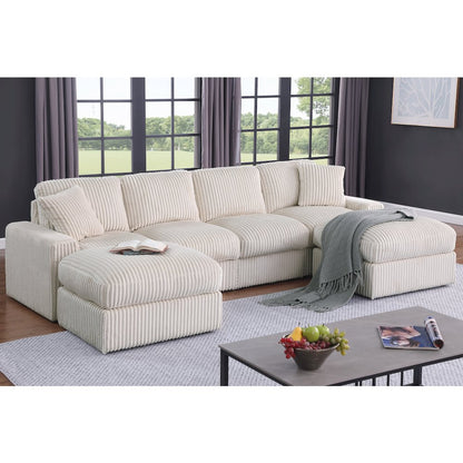 Tolzmann Sectional Sofa With 2 Ottomans - Polyester Beige