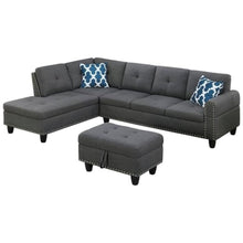 Gray Sectional Couch for Living Room With Ottoman, Pillows, Cup Holder