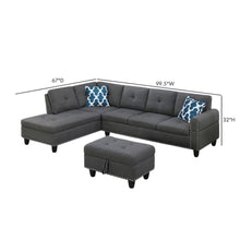 Gray Sectional Couch for Living Room With Ottoman, Pillows, Cup Holder