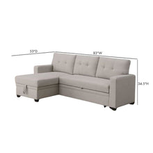 Beige Modular Sectional Couch With Storage Space And Pull Out Bed