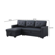 Black Faux Leather L Shaped Couch With Storage, Tufted Sectional Sofa