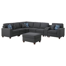 Dark Gray Sectional Couch With Ottoman, 8-Piece L Shaped Sofa