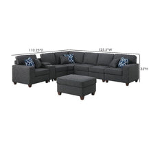 Dark Gray Sectional Couch With Ottoman, 8-Piece L Shaped Sofa