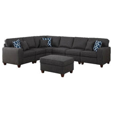 Gray Chenille Couch Sectional With Ottoman, 7-Piece L Shaped Sofa Set