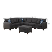 Gray Chenille Couch Sectional With Ottoman, 7-Piece L Shaped Sofa Set