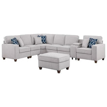 Light Gray Sectional Couch With Ottoman, 8-Piece L Shaped Sofa