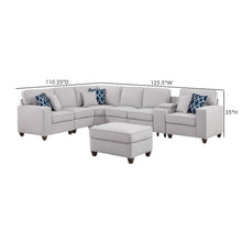 Light Gray Sectional Couch With Ottoman, 8-Piece L Shaped Sofa